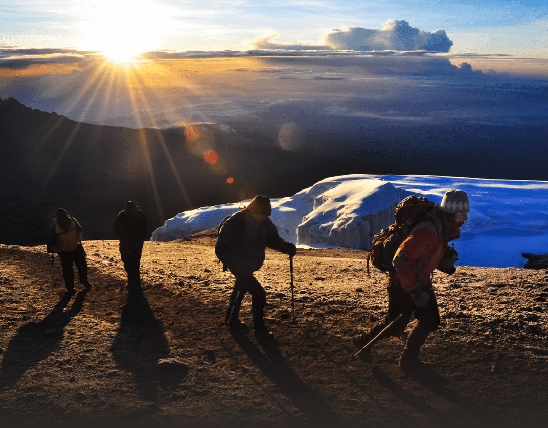Beautiful sunrise on the Marangu Route, Hiking mt kilimanjaro - Drive East Africa